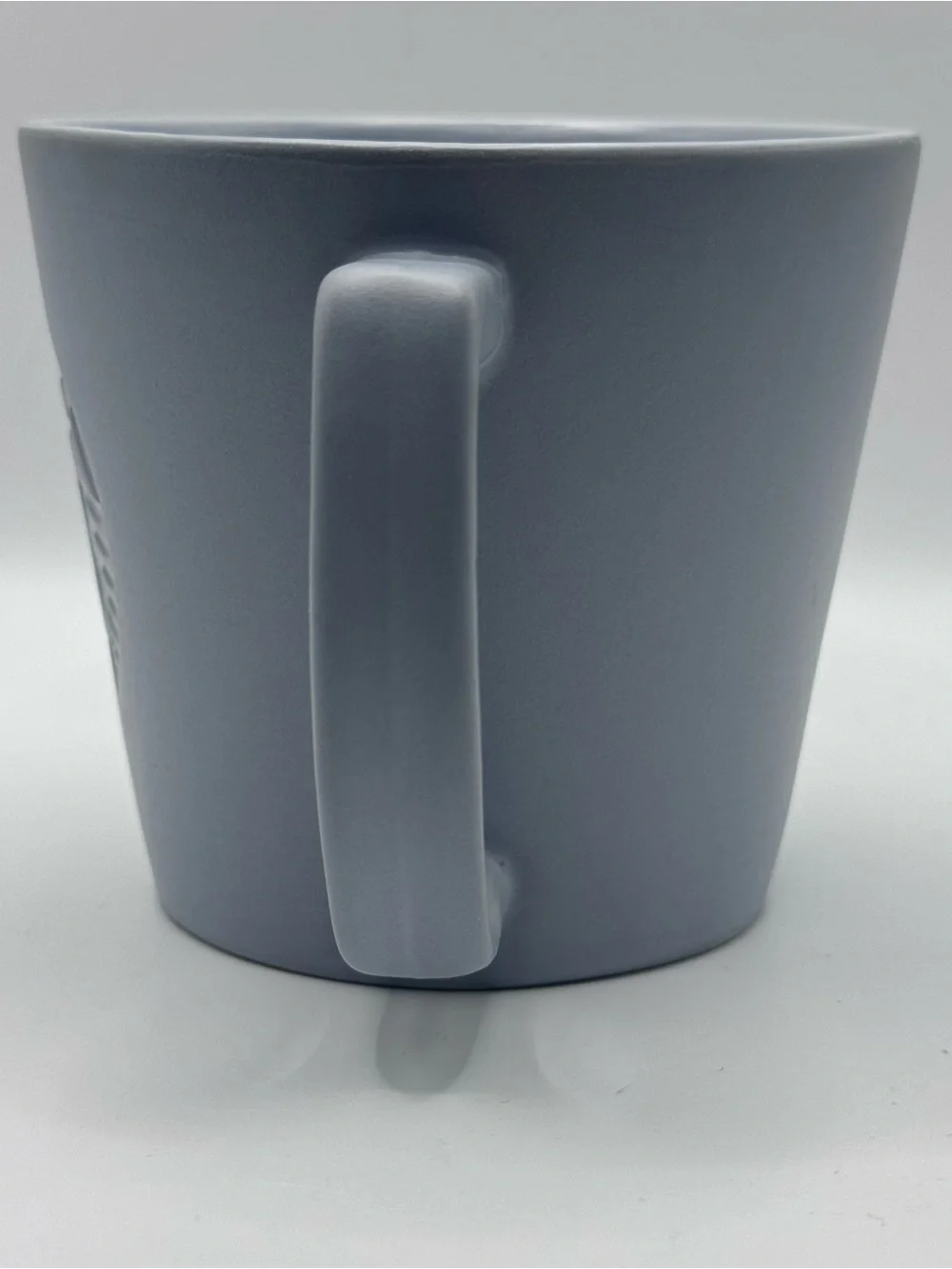 STARBUCKS 2019 Matte Gray Coffee Mug, Embossed, Siren, Wide Mouth, 12 oz